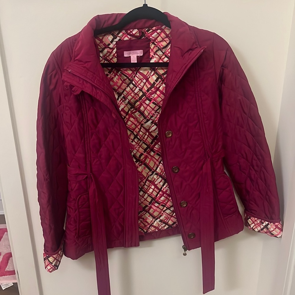Lilly Pulitzer, pink quilted jacket Size 8